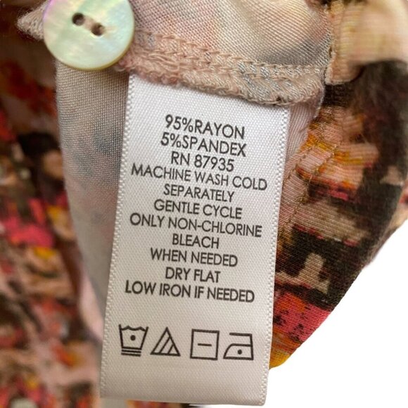 LOGO Lori Goldstein Cardigan Plus Size 1X Tunic Top V-neck Boho Orange Print Ray - Picture 7 of 7